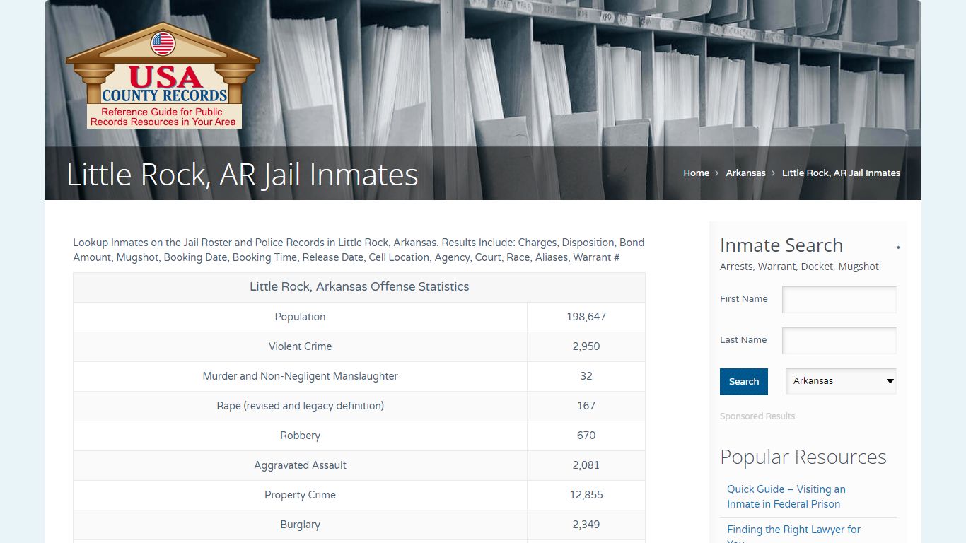 Little Rock, AR Jail Inmates | Name Search - USA County Records